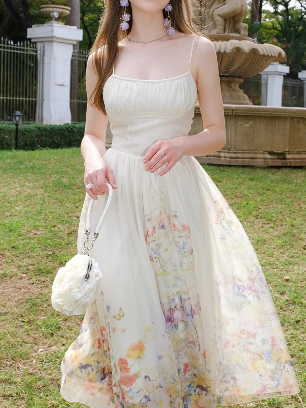 Cream Floral Corset Dress