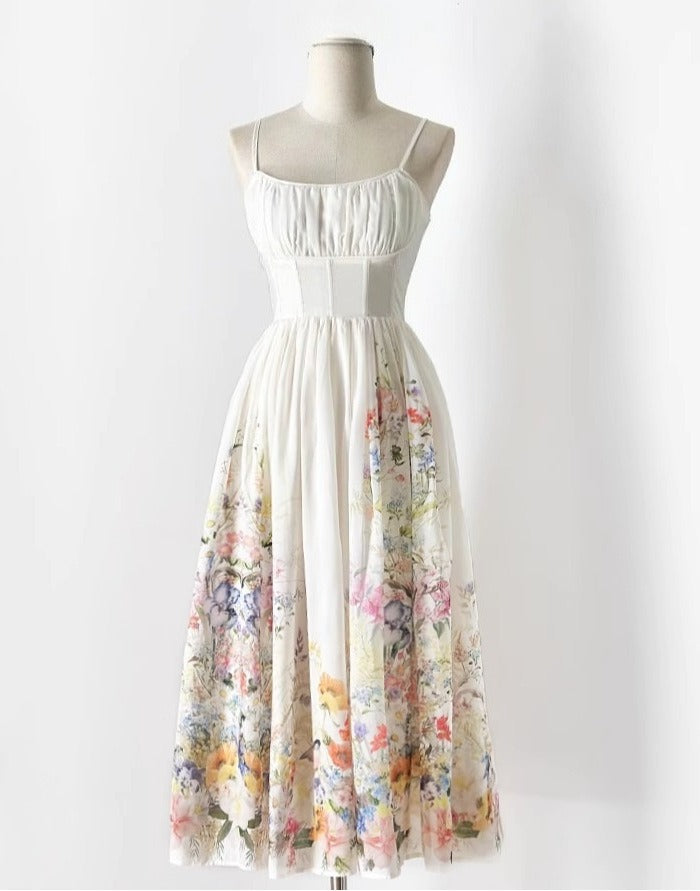 Cream Floral Corset Dress
