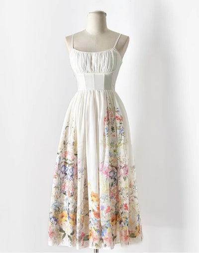 Cream Floral Corset Dress