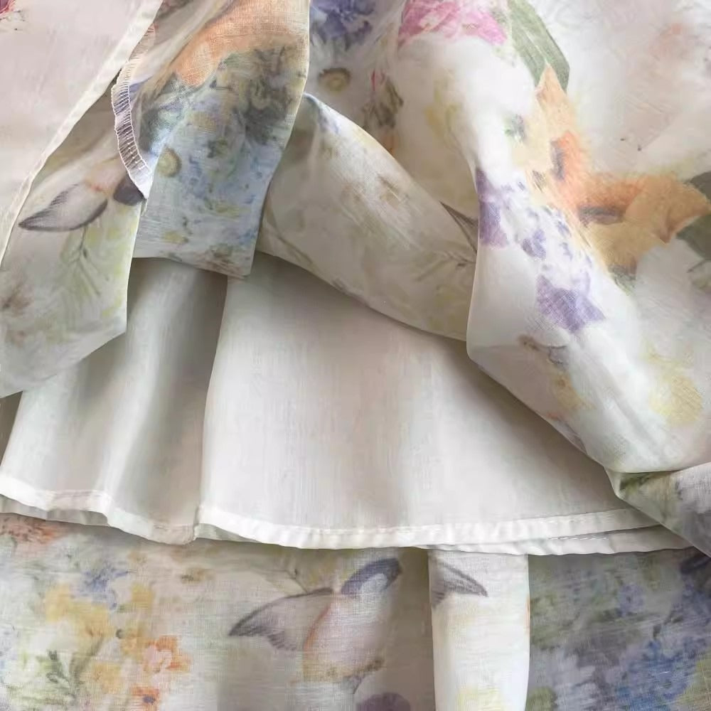 Cream Floral Corset Dress