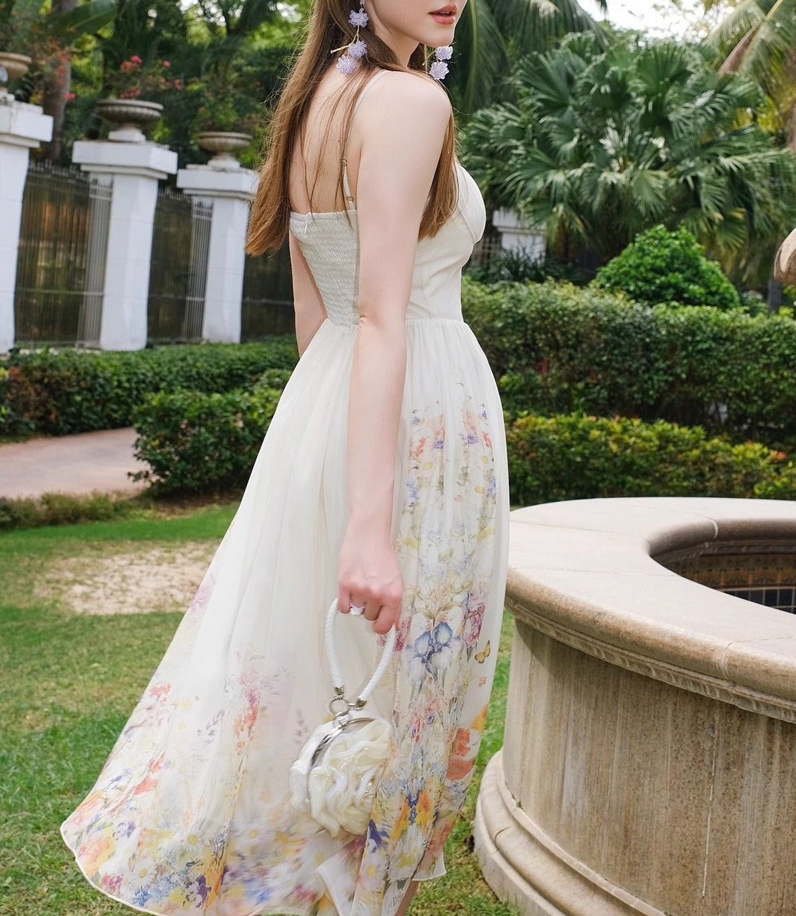 Cream Floral Corset Dress