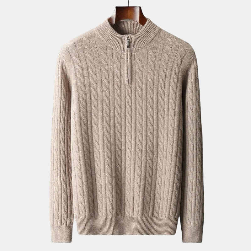 Mercellini Merino Wool Knitted Quarter-Zip Sweater