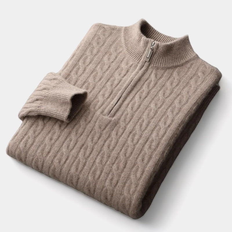 Mercellini Merino Wool Knitted Quarter-Zip Sweater