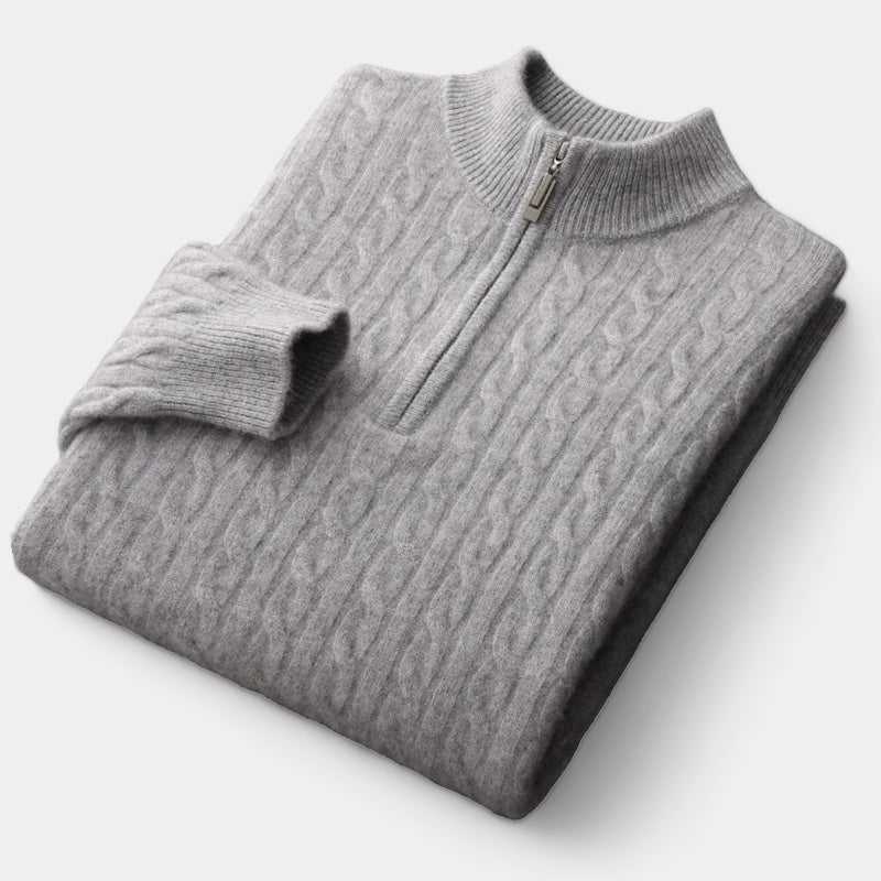 Mercellini Merino Wool Knitted Quarter-Zip Sweater