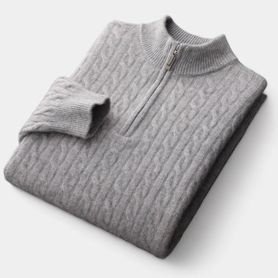 Mercellini Merino Wool Knitted Quarter-Zip Sweater