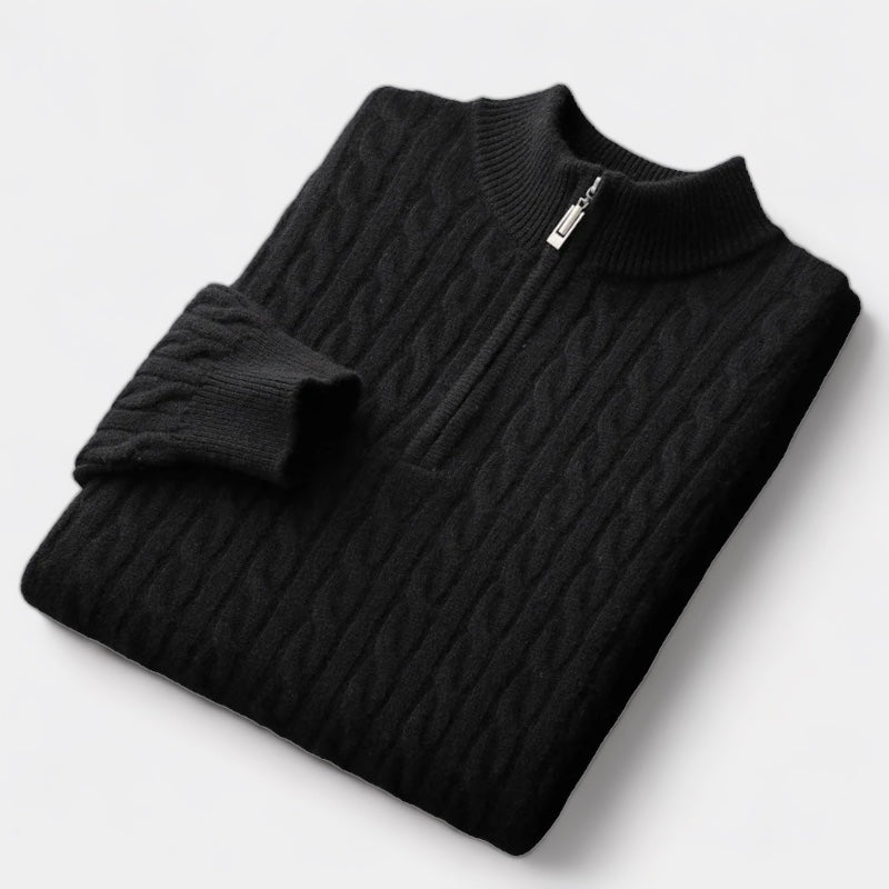 Mercellini Merino Wool Knitted Quarter-Zip Sweater