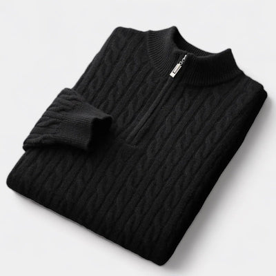 Mercellini Merino Wool Knitted Quarter-Zip Sweater
