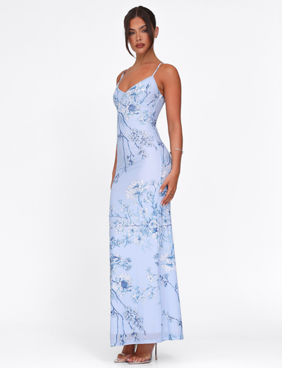 JULIANNA DRESS - BLUE : FLORAL : CERAMIC FLORAL