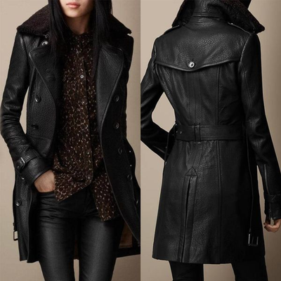 Elegant 3/4 leather coat